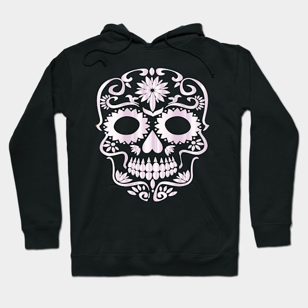 White Day of the Dead Sugar Skull Head Hoodie by Prairie Ridge Designs